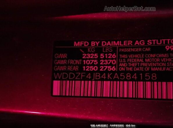 WDDZF4JB4KA584158 2019 MERCEDES-BENZ E-CLASS Gray ძრავის განყოფილების ხედი