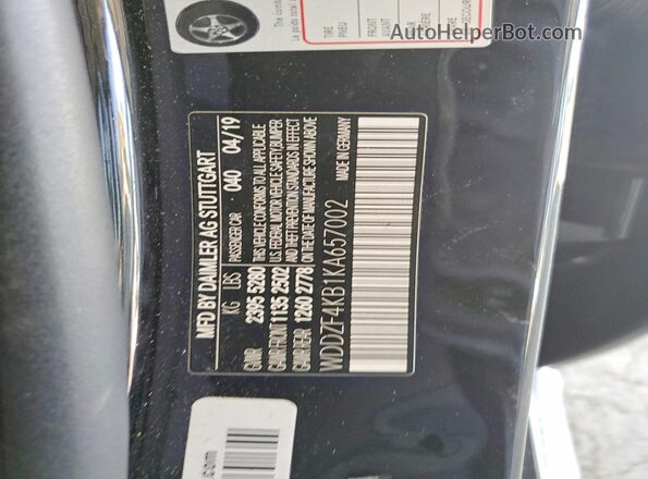 WDDZF4KB1KA657002 2019 MERCEDES-BENZ E Черный Вид подкапотного пространства