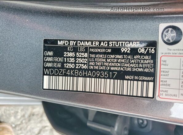 WDDZF4KB6HA093517 2017 MERCEDES-BENZ E Gray Вид підкапотного простору