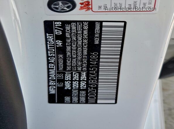 WDDZF6JB2KA514086 2019 MERCEDES-BENZ E White ძრავის განყოფილების ხედი