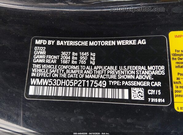 WMW53DH05P2T17549 2023 MINI HARDTOP Blue Vista del compartimento del motor