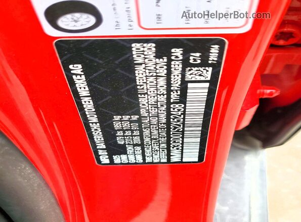 WMW53GD07S2X52458 2025 MINI COOPER Красный Вид наклейки с VIN-кодом