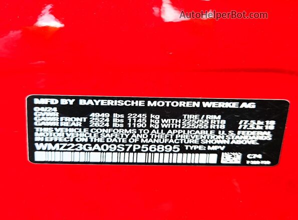 WMZ23GA09S7P56895 2025 MINI COUNTRYMAN Красный Вид подкапотного пространства