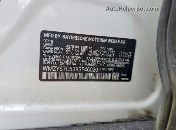 WMZYS7C53K3F46020 2019 MINI COOPER Белый Вид подкапотного пространства