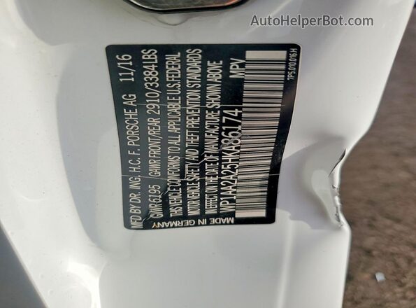 WP1AA2A25HKA86174 2017 PORSCHE CAYENNE White Widok naklejki z numerem VIN
