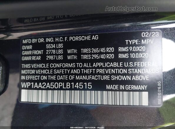 WP1AA2A50PLB14515 2023 PORSCHE MACAN Черный Вид подкапотного пространства