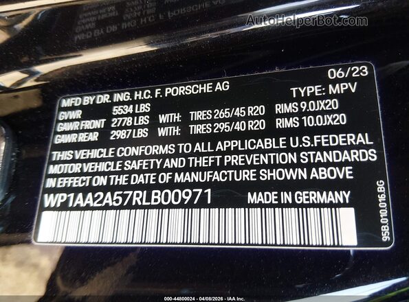 WP1AA2A57RLB00971 2024 PORSCHE MACAN Черный Вид подкапотного пространства