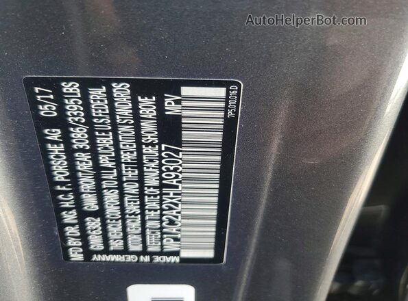 WP1AC2A2XHLA93027 2017 PORSCHE CAYENNE Silver Вид підкапотного простору