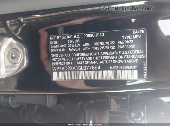 WP1AD2XA1SL077864 2025 PORSCHE MACAN Черный Вид подкапотного пространства