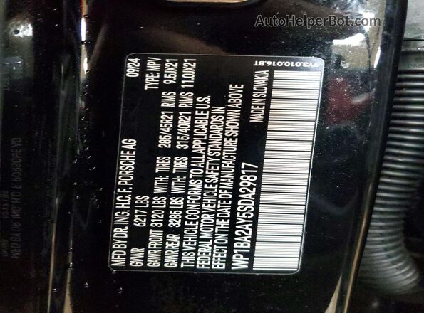 WP1BA2AY5SDA29817 2025 PORSCHE CAYENNE Черный Панорамный вид салона 360°
