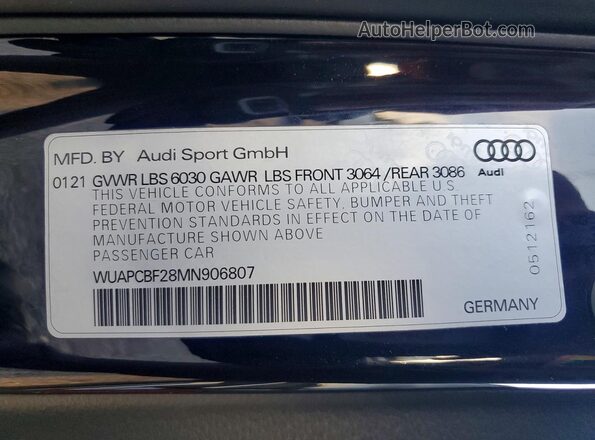 WUAPCBF28MN906807 2021 AUDI RS7 Black Widok komory silnika