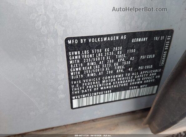 WVGTMPE22MP061895 2021 VOLKSWAGEN ID.4 Серебряный Вид подкапотного пространства