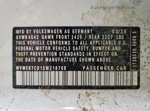 WVWEB7CD1SW216768 2025 VOLKSWAGEN GOLF White ძრავის განყოფილების ხედი
