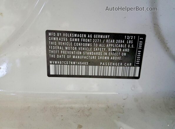 WVWH87CD7NW145463 2022 VOLKSWAGEN GTI White Widok komory silnika
