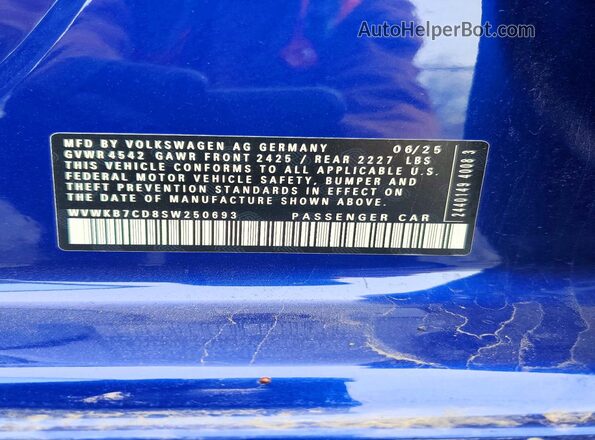 WVWKB7CD8SW250693 2025 VOLKSWAGEN GOLF Blue Engine compartment view