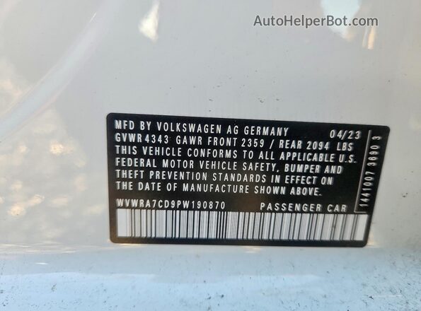 WVWRA7CD9PW190870 2023 VOLKSWAGEN GTI Белый Вид подкапотного пространства