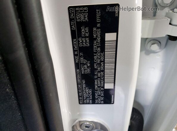YV4062PA7P1997461 2023 VOLVO XC90 White Вид наклейки з VIN-кодом