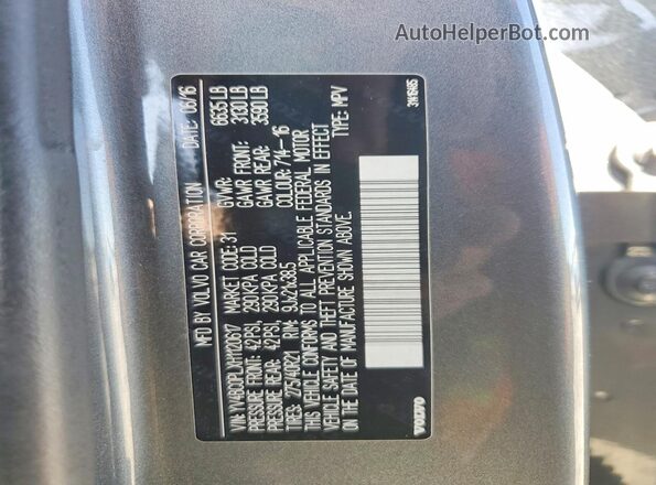 YV4BC0PLXH1120617 2017 VOLVO XC90 Gray Vista de la etiqueta del VIN