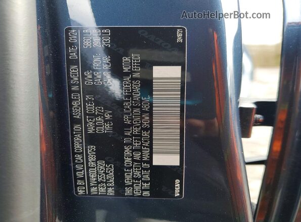 YV4H60DL6R1891759 2024 VOLVO XC60 Blue Widok wnętrza 360 stopni