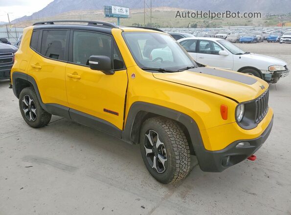 ZACNJBC14KPJ90480 2019 JEEP RENEGADE Желтый Передняя правая четверть