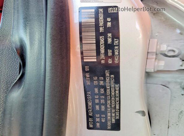 ZARFAMBN2K7604575 2019 ALFA ROMEO GIULIA Белый Вид подкапотного пространства