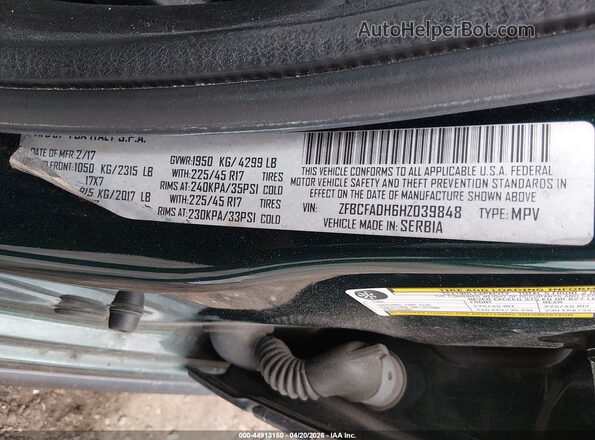 ZFBCFADH6HZ039848 2017 FIAT 500L Зеленый Вид подкапотного пространства