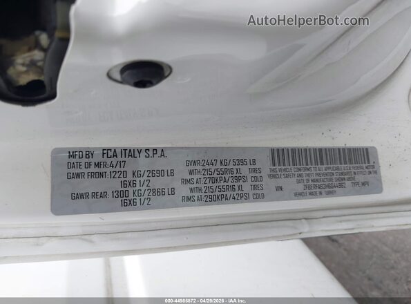 ZFBERFAB3H6G44962 2017 RAM PROMASTER CITY White ძრავის განყოფილების ხედი