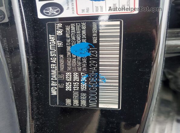 WDDUG6DB3HA291231 2017 MERCEDES-BENZ S Black Widok naklejki z numerem VIN