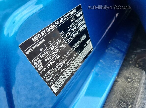 WDCTG4GBXGJ188449 2016 MERCEDES-BENZ GLA Blue Widok wnętrza 360 stopni
