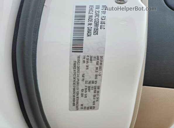 2C4RC1CG5RR105925 2024 CHRYSLER VOYAGER Белый Панорамный вид салона 360°