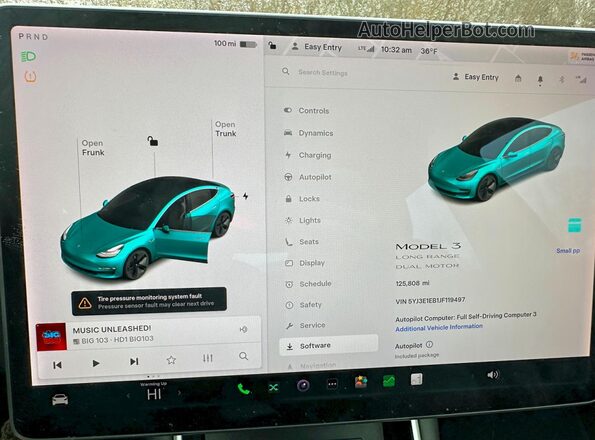 5YJ3E1EB1JF119497 2018 TESLA MODEL Серый Вид щитка приборов