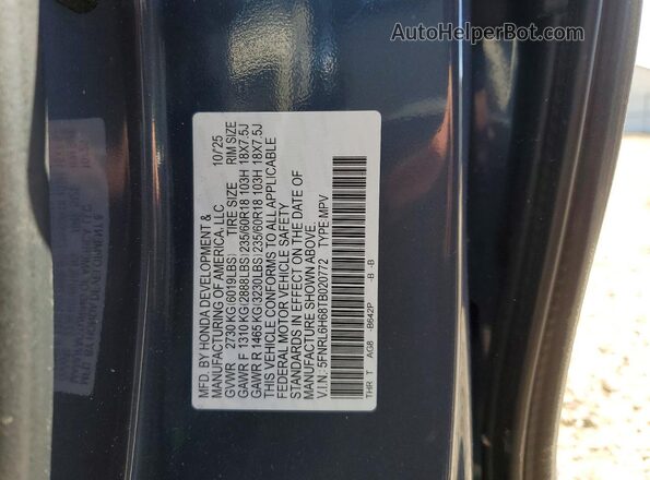 5FNRL6H68TB020772 2026 HONDA ODYSSEY Синий Панорамный вид салона 360°