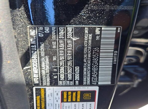 4JGDA5HB5GA805736 2016 MERCEDES-BENZ GLE Black Vista interior trasera