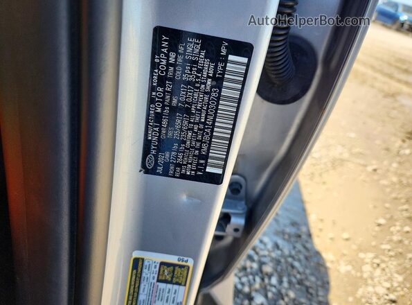 KM8JBCA14NU030783 2022 HYUNDAI TUCSON Серебряный Вид наклейки с VIN-кодом