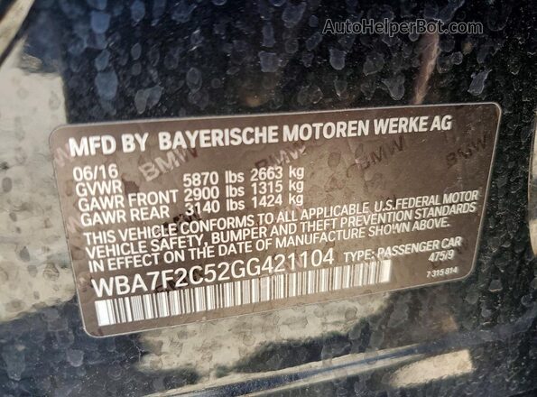 WBA7F2C52GG421104 2016 BMW OTHER Black Widok naklejki z numerem VIN