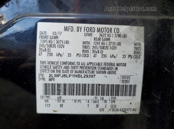 2LMPJ8LP1HBL29397 2017 LINCOLN MKX Черный 
