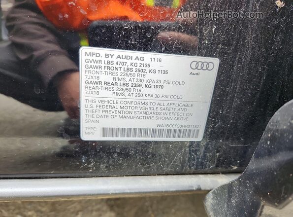 WA1BCCFS0HR011821 2017 AUDI Q3 Черный Панорамный вид салона 360°