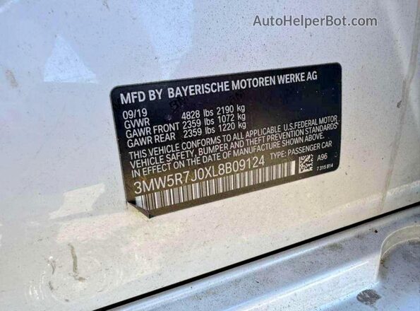 3MW5R7J0XL8B09124 2020 BMW OTHER Белый Вид задней части салона