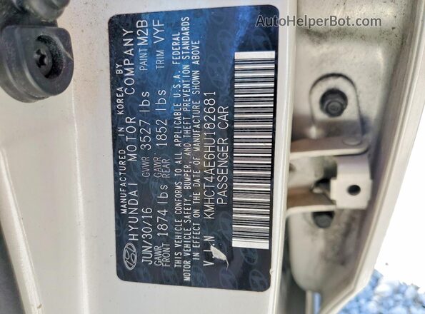 KMHCT4AE6HU182681 2017 HYUNDAI ACCENT Бежевый Вид наклейки с VIN-кодом