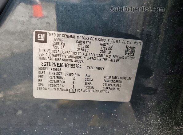 3GTU2NEJ8HG155784 2017 GMC SIERRA Серый Вид подкапотного пространства