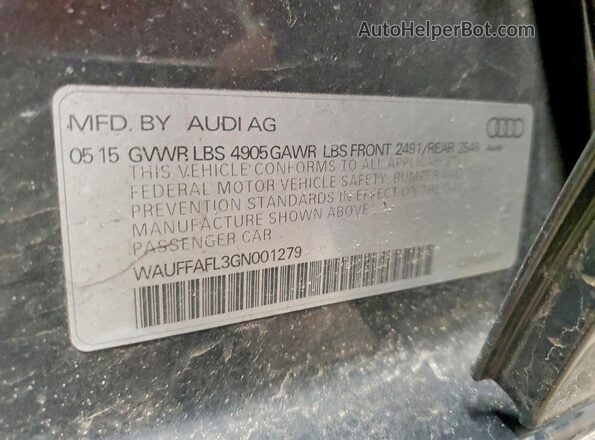 WAUFFAFL3GN001279 2016 AUDI A4 Черный Вид наклейки с VIN-кодом