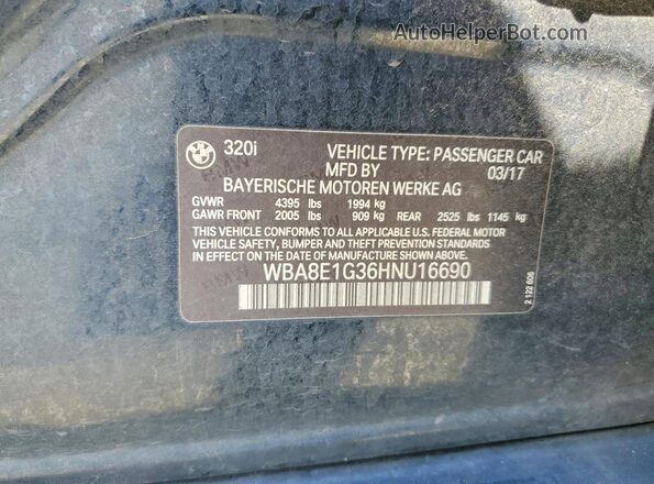 WBA8E1G36HNU16690 2017 BMW OTHER Черный Вид наклейки с VIN-кодом
