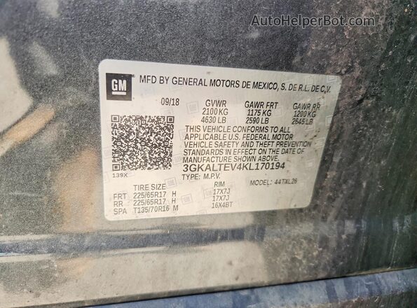 3GKALTEV4KL170194 2019 GMC TERRAIN Серый Панорамный вид салона 360°
