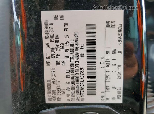 1FTEW1EP3JKC23526 2018 FORD F150 Черный Вид подкапотного пространства