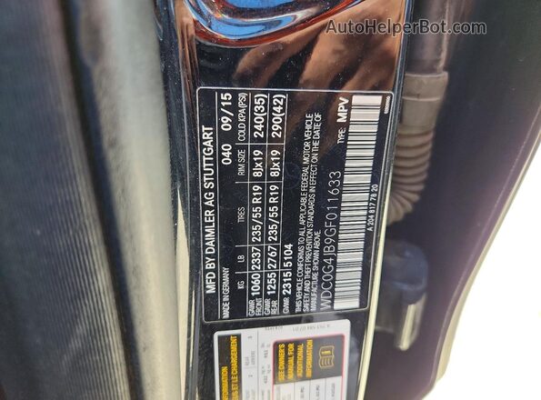 WDC0G4JB9GF011633 2016 MERCEDES-BENZ GLC-CLASS Black Vista de la etiqueta del VIN