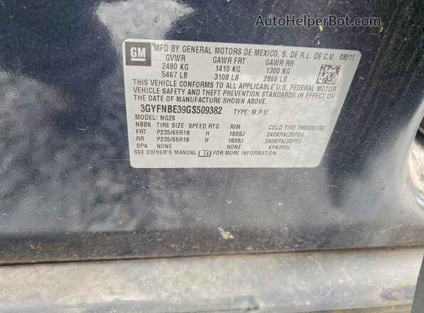 3GYFNBE39GS509382 2016 CADILLAC SRX Blue 