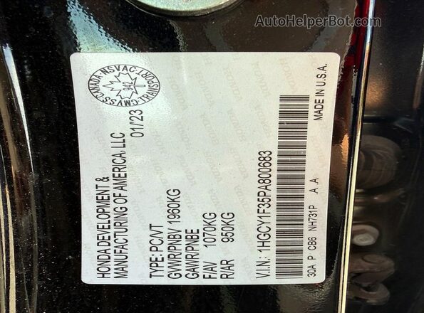 1HGCY1F35PA800683 2023 HONDA ACCORD Black Widok wnętrza z tyłu