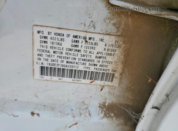 19UDE2F36GA026012 2016 ACURA ILX Белый Вид подкапотного пространства