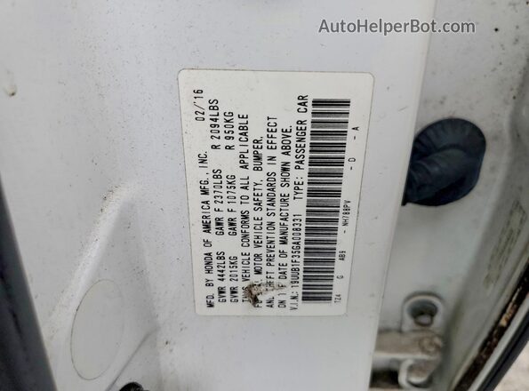 19UUB1F35GA008331 2016 ACURA TLX White ძრავის განყოფილების ხედი