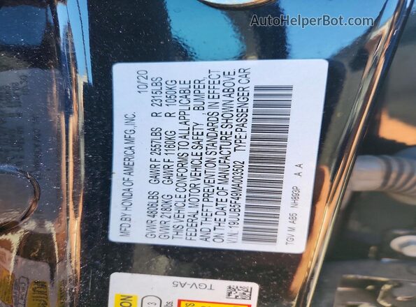 19UUB5F49MA003502 2021 ACURA TLX Черный Вид подкапотного пространства